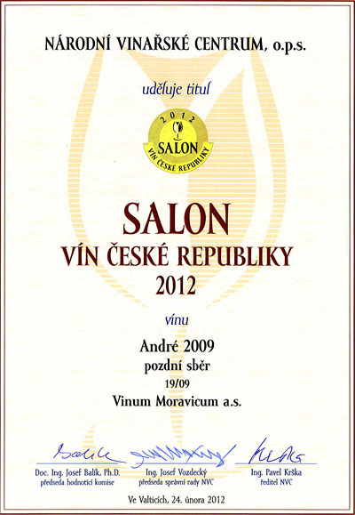 Salon vín ČR 2012 André 2009