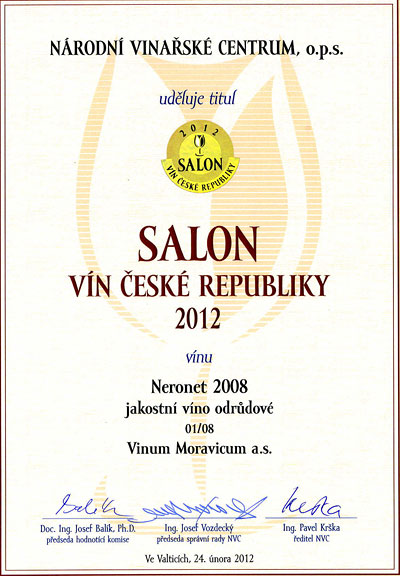 Salon vín ČR 2012 Neronet 2008